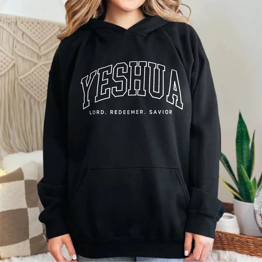 Yeshua Lord Redeemer Savior Unisex Hoodie in black color