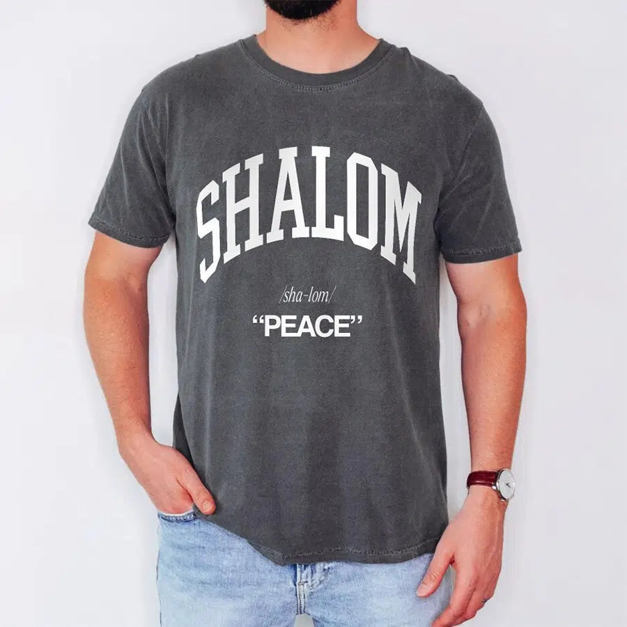 Men's Model Wearing Pepper Shalom Unisex Tee