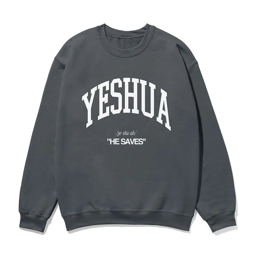 Charcoal Yeshua He Saves Unisex Sweatshirt