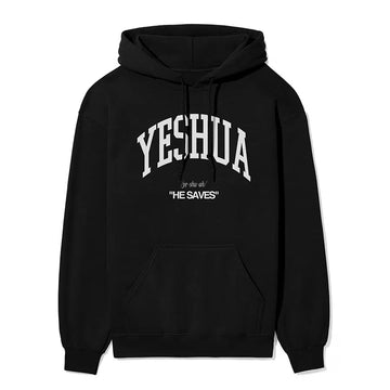 Yeshua He Saves Unisex Christian Hoodie in black color