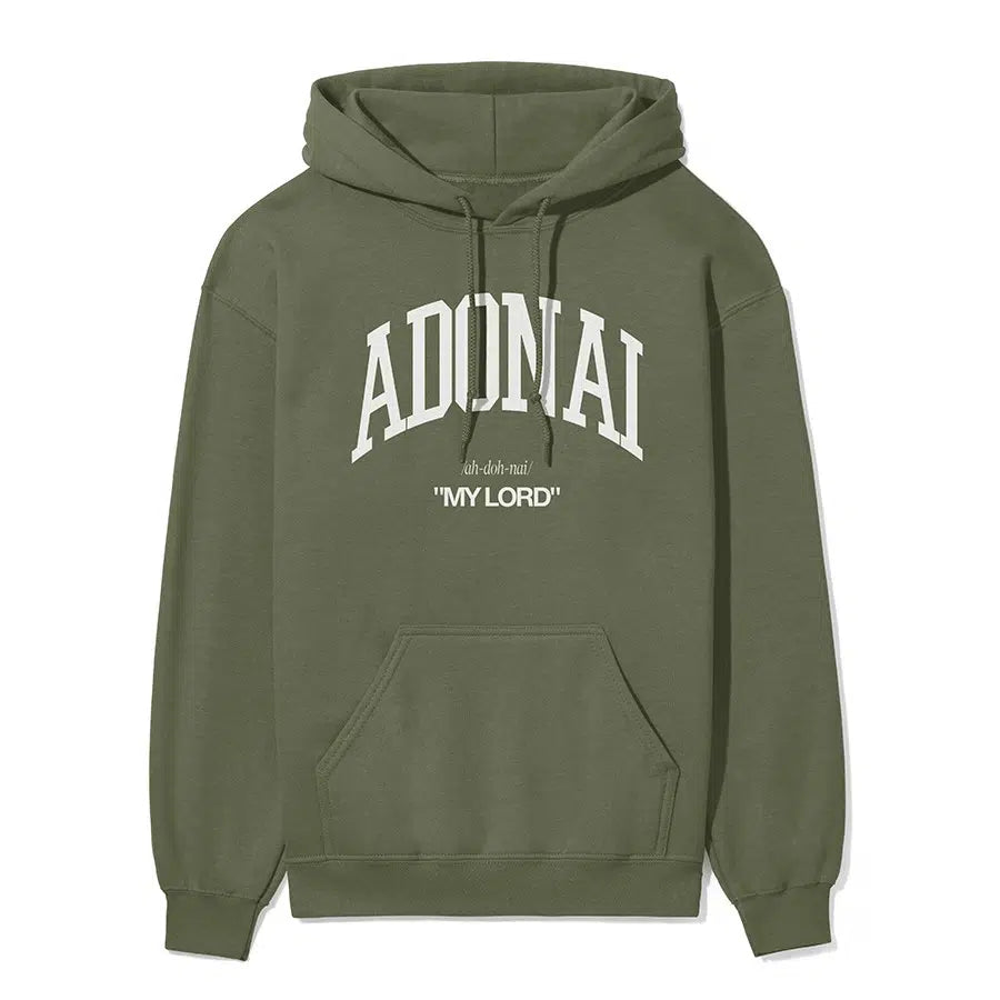 Adonai My Lord Unisex Hoodie in Military Green color