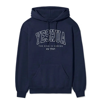 Yeshua The King is Coming Unisex Hoodie in navy color