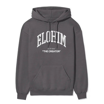 Elohim The Creator Unisex Hoodie in charcoal color