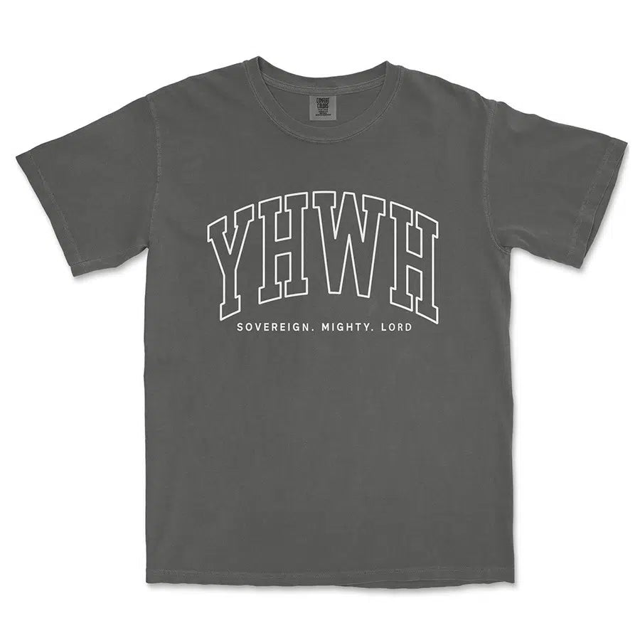 YHWH Sovereign Mighty Lord Unisex Tee in blue jean color
