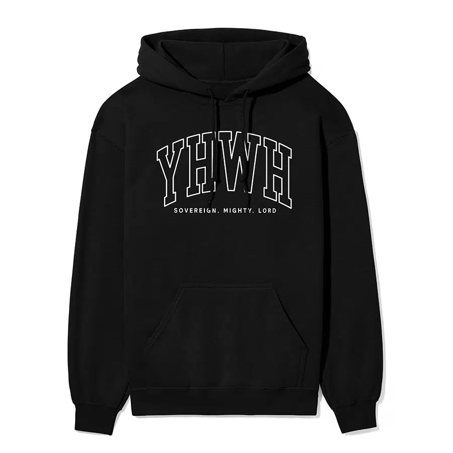 YHWH Sovereign Mighty Lord Unisex Hoodie in black color