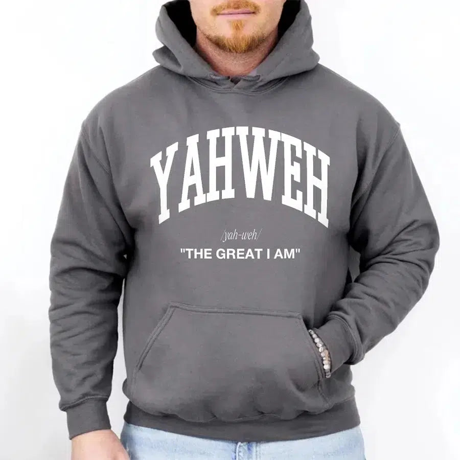Yahweh The Great I Am Unisex Hoodie in charcoal color