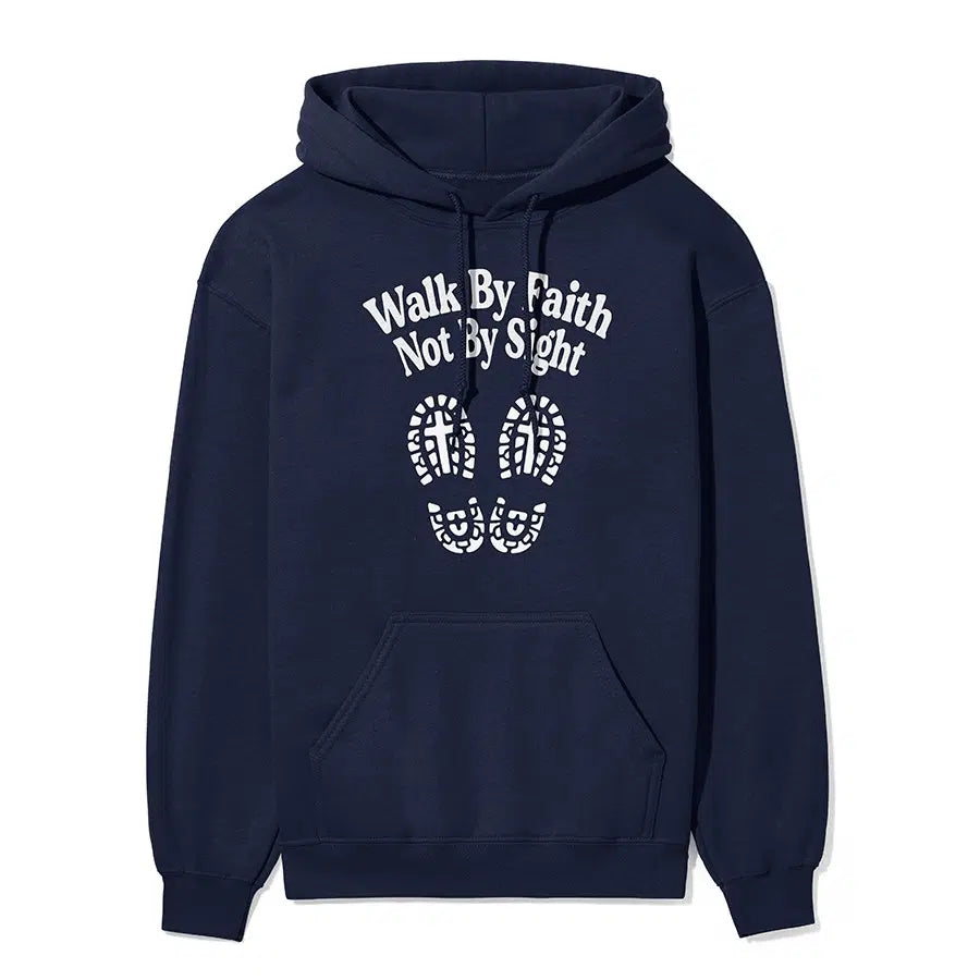 Walk By Faith Not By Sight Unisex Hoodie in navy color