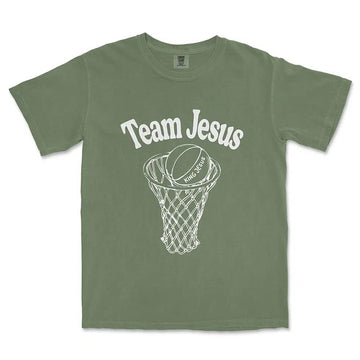 Team Jesus Unisex Tee in moss color