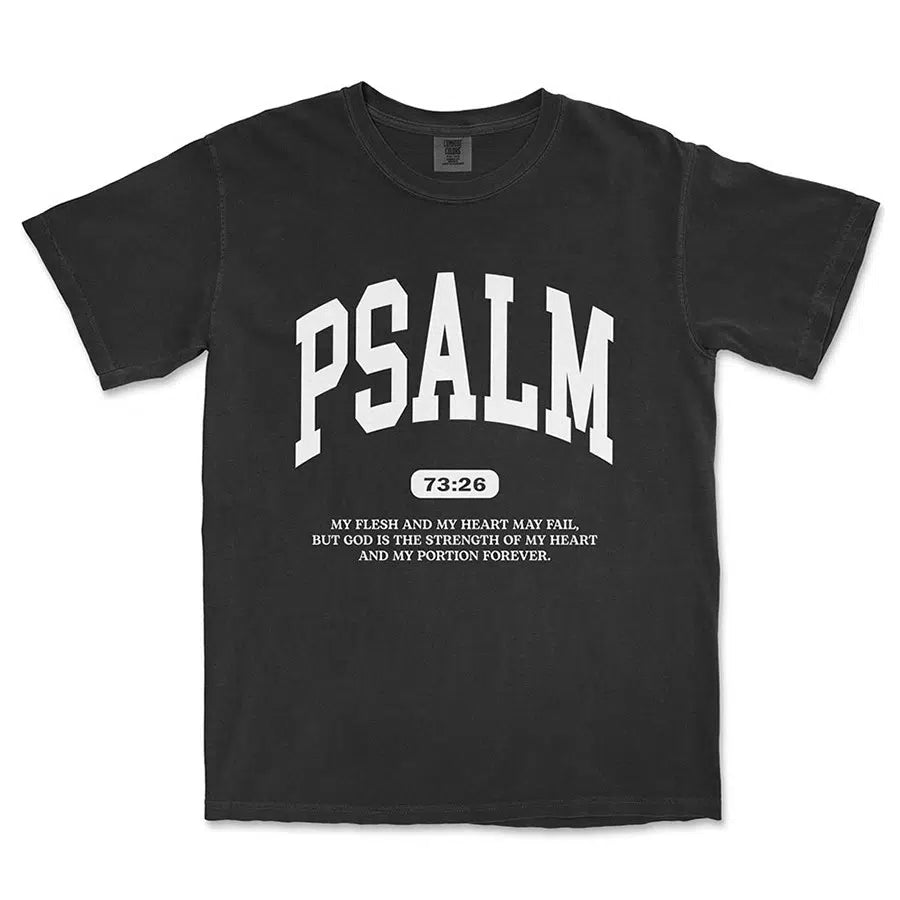 PSALM 73 26 Unisex Tee in black color