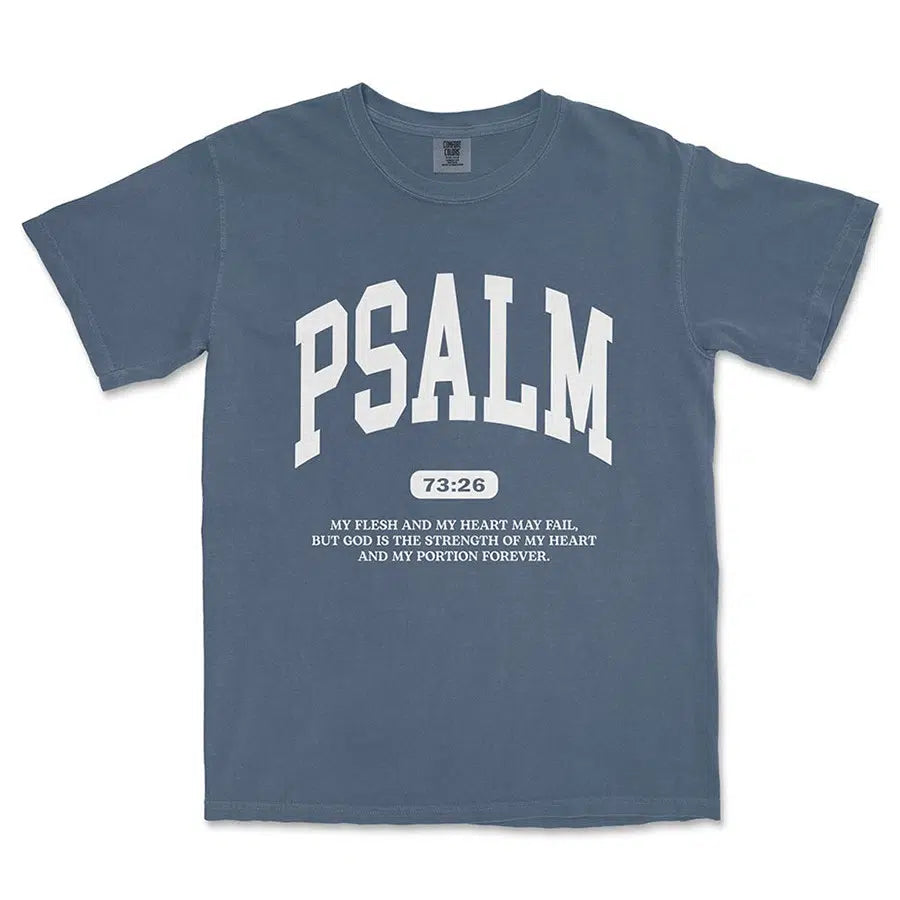 PSALM 73 26 Unisex Tee in denim color