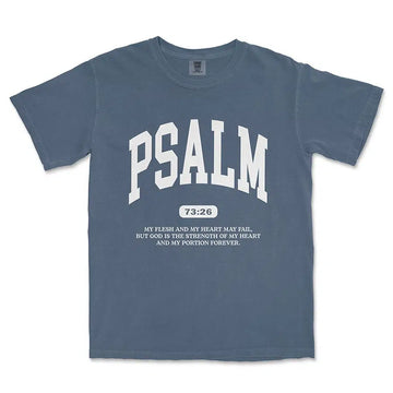 PSALM 73 26 Unisex Tee in denim color