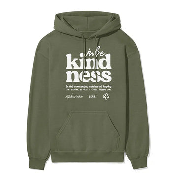 More Kindness Unisex Hoodie in Military Green color