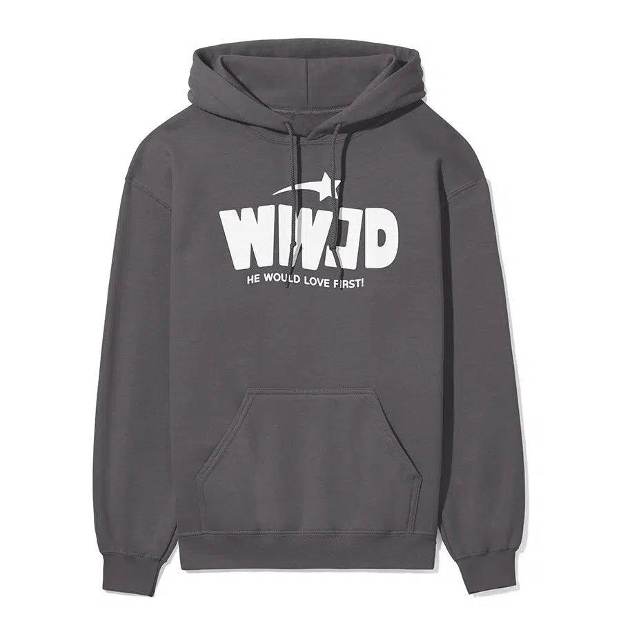 WWJD He Would Love First Unisex Hoodie in charcoal color