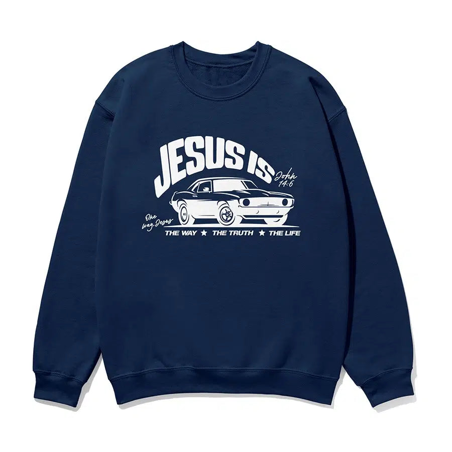 Jesus The Way The Truth The Life Unisex Sweatshirt in navy color