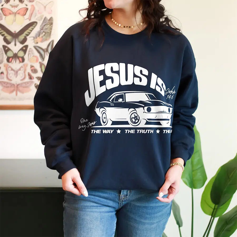 Jesus The Way The Truth The Life Unisex Sweatshirt in navy color