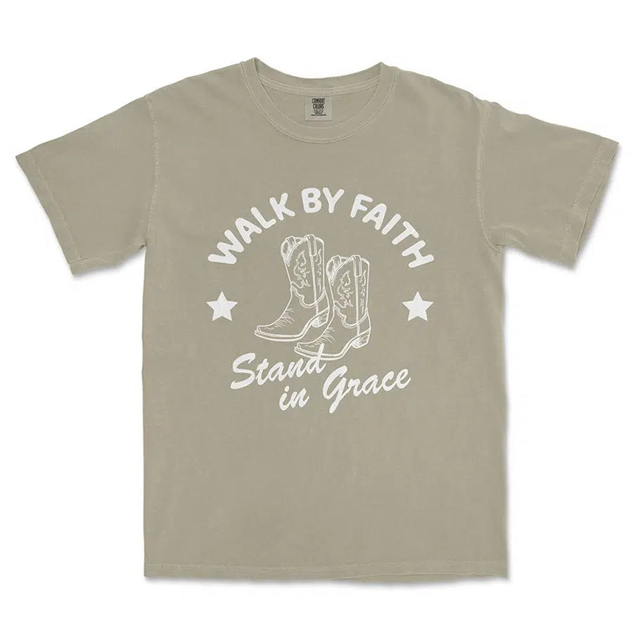 Walk By Faith Stand in Grace Unisex Tee in black color