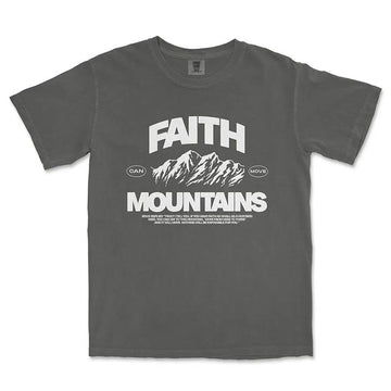 Faith Can Move Mountains Unisex Tee in pepper color