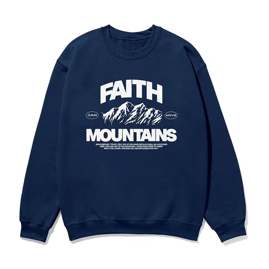 Faith Can Move Mountains Unisex Sweatshirt in navy color