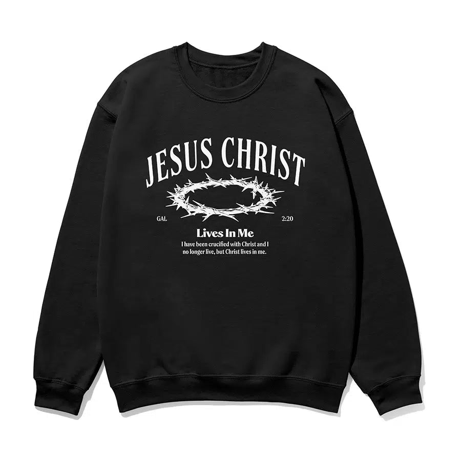 Jesus Christ Lives In Me Unisex Sweatshirt in black color