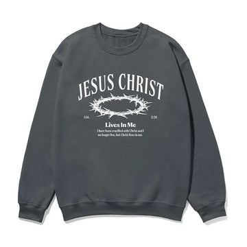 Jesus Christ Lives In Me Unisex Sweatshirt in charcoal color