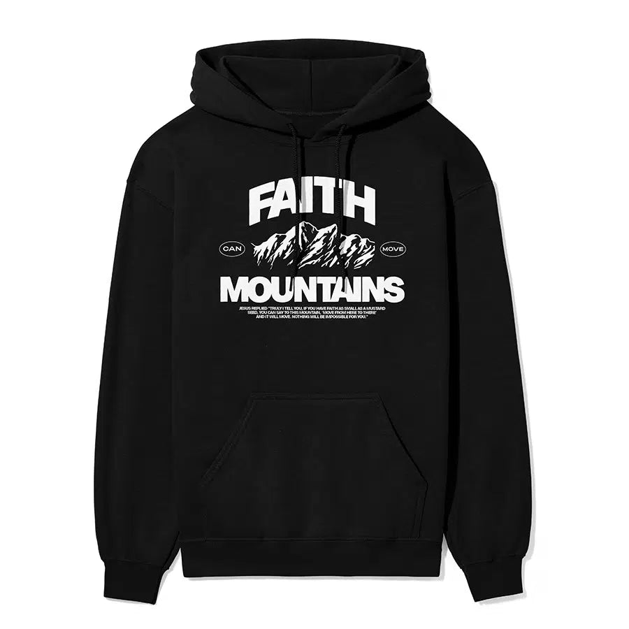 Faith Can Move Mountains Unisex Hoodie in black color