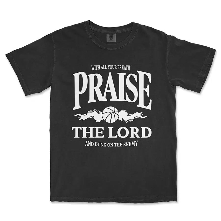 Praise The Lord and dunk on the enemy unisex tee in black color
