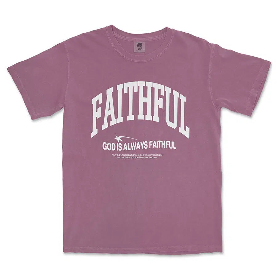 God is Always Faithful Unisex Christian Tee in berry color