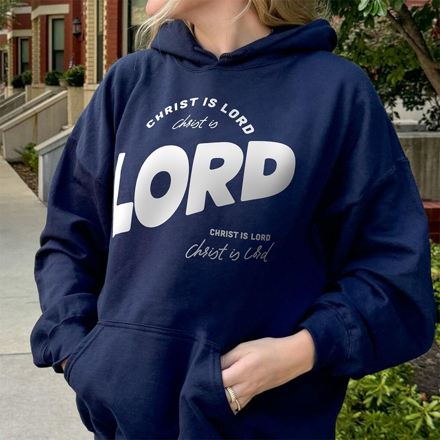 Christ is Lord Unisex Hoodie in navy color