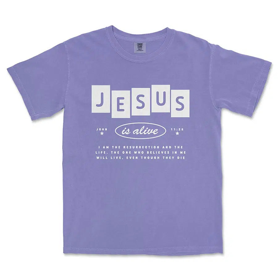 Jesus is alive unisex tee in violet color