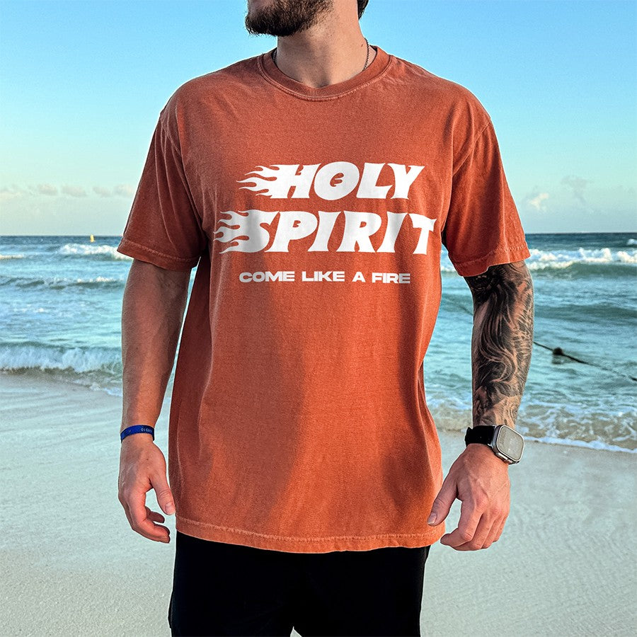 Mens Model Wearing Yam Holy Spirit Unisex Tee