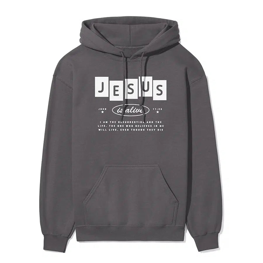 Jesus is Alive Unisex Hoodie in charcoal color