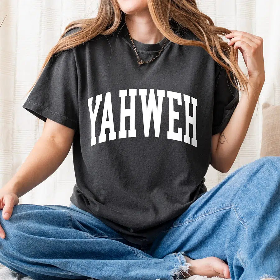 Yahweh Unisex Christian Tee Shirt in pepper color