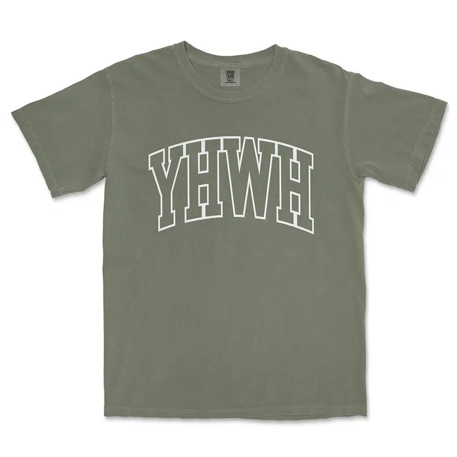 YHWH Unisex Christian Tee in moss color
