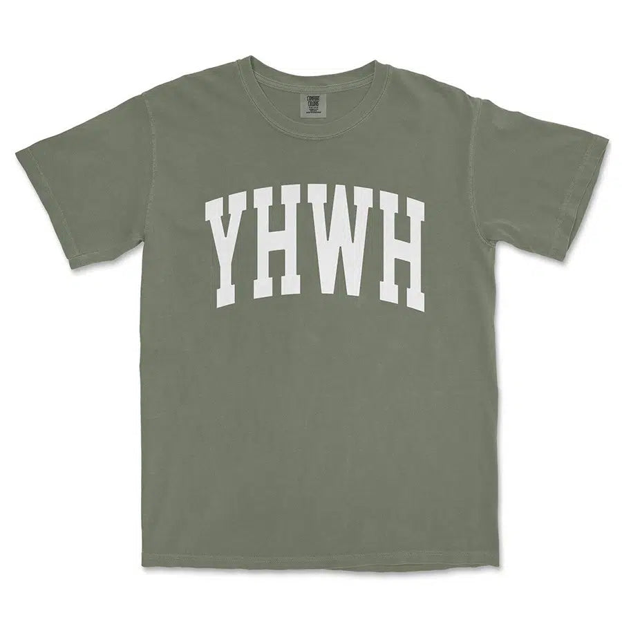 YHWH Unisex Tee in moss color