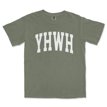 YHWH Unisex Tee in moss color