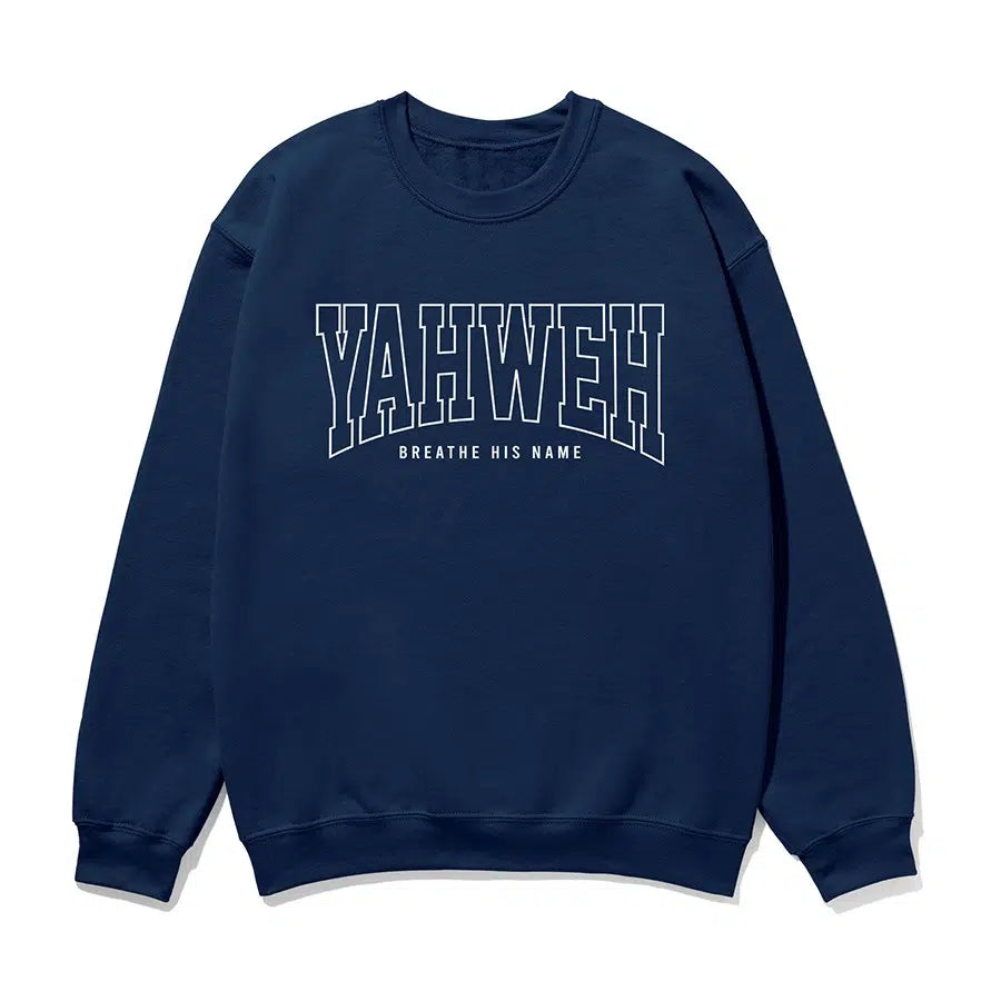Yahweh Breathe His Name Unisex Sweatshirt in navy color