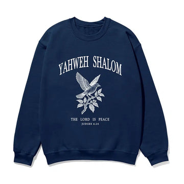 Yahweh Shalom Unisex Sweatshirt in navy color