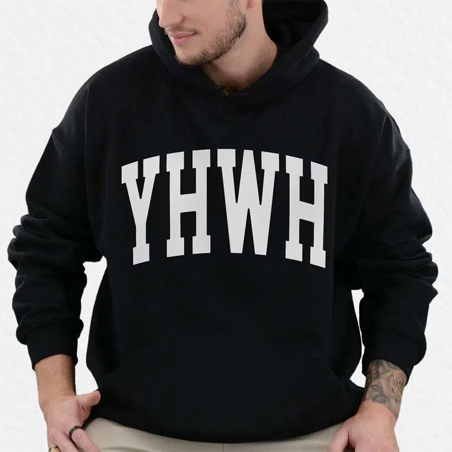 YHWH Unisex Hoodie in black color