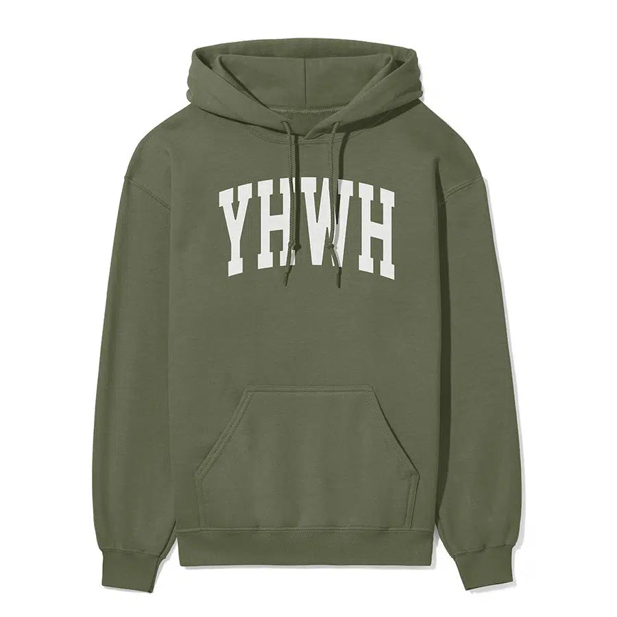 YHWH Unisex Hoodie in Military Green color