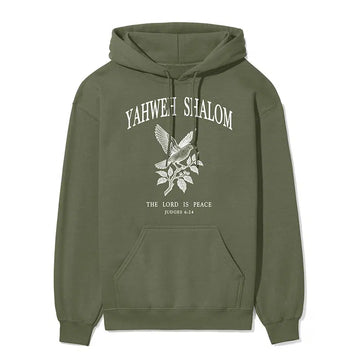 Yahweh Shalom Unisex Hoodie in Military Green color