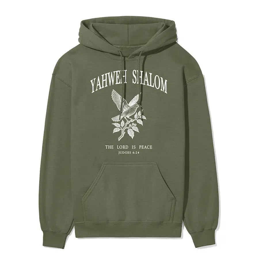 Yahweh Shalom Unisex Hoodie in Military Green color