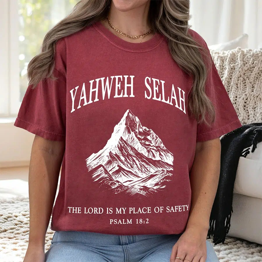 Yahweh Selah Unisex Tee in crimson color