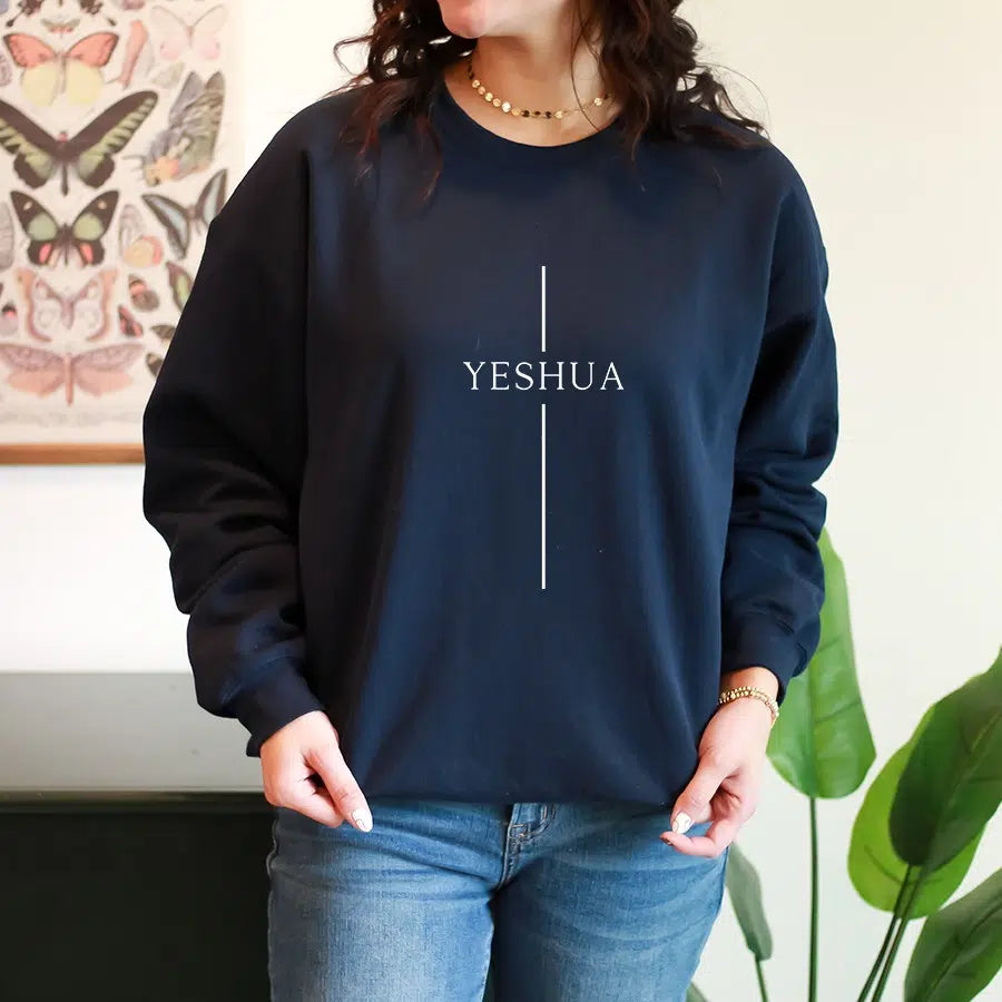 Yeshua Cross Unisex sweatshirt in navy color
