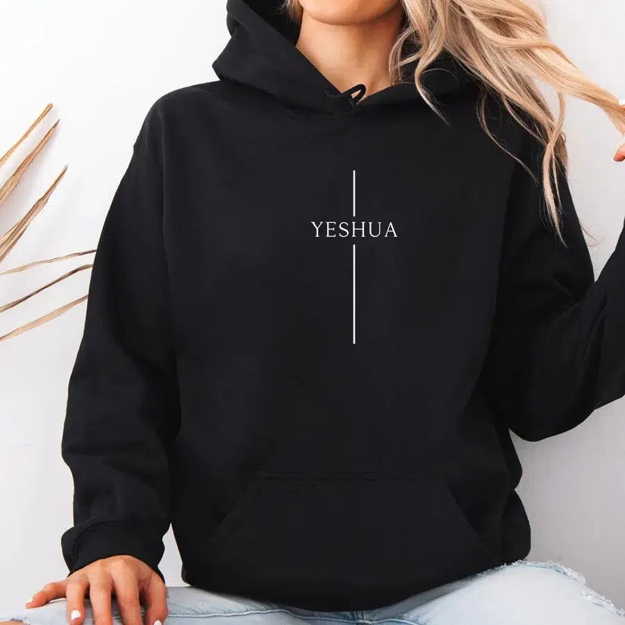 Yeshua Cross Unisex Hoodie in black color