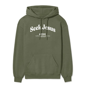 Seek Jesus Unisex Hoodie in Military Green color