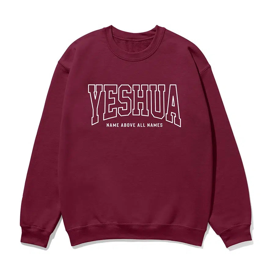 Yeshua Name Above All Names Unisex Sweatshirt in maroon color