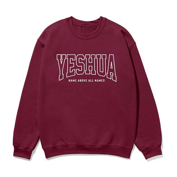 Yeshua Name Above All Names Unisex Sweatshirt in maroon color