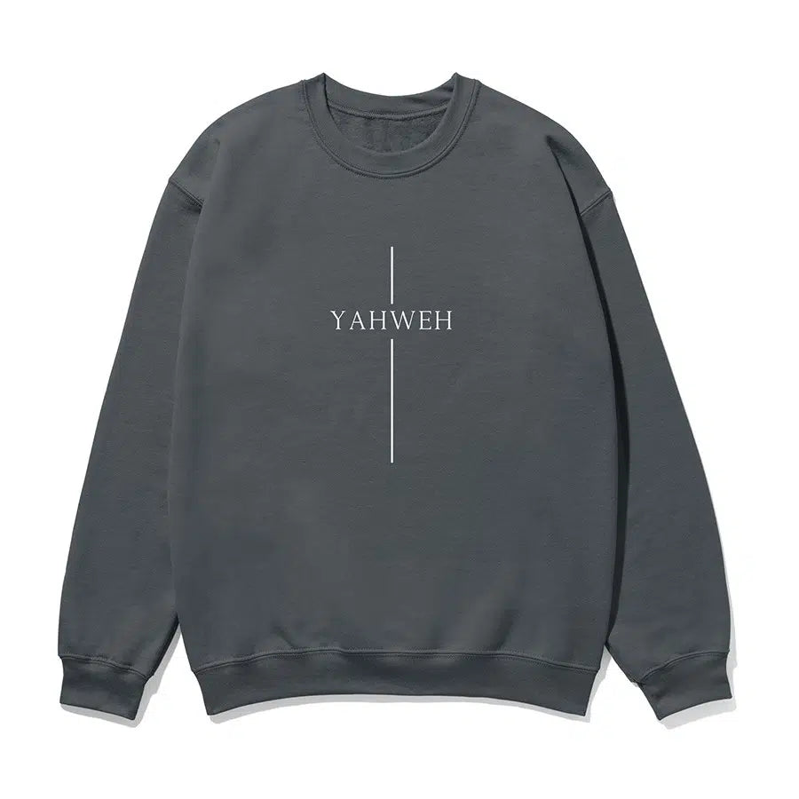Yahweh Cross Unisex Sweatshirt in charcoal color