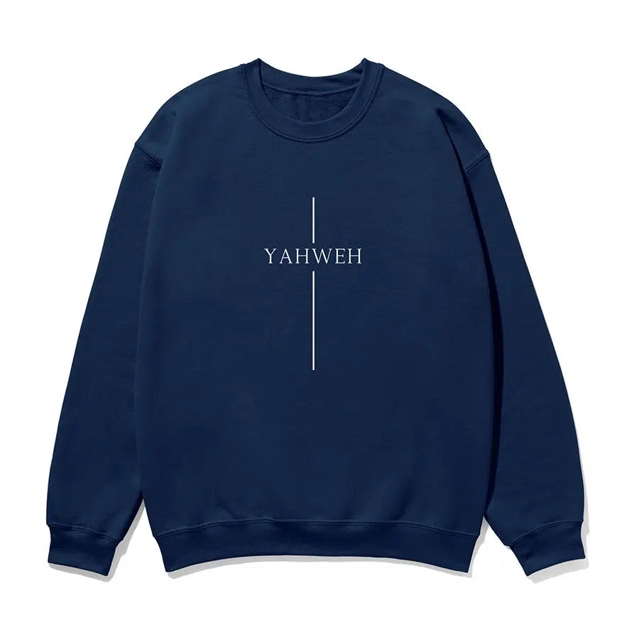 Yahweh Cross Unisex Sweatshirt in navy color