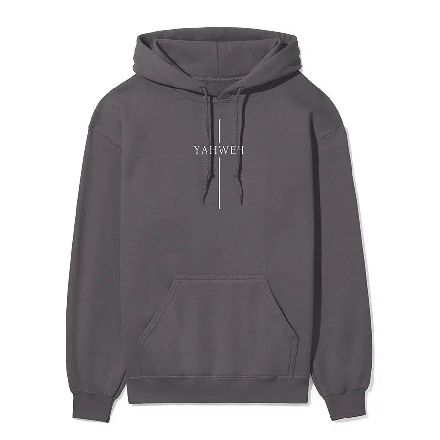 Yahweh Cross Unisex Hoodie in charcoal color